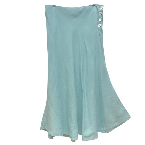 Ashley Stewart Dresses & Skirts - Ashley Stewart Skirt Women Size 1X Blue Linen Tiffany Lagenlook Coastal Beach